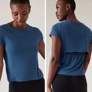 ATHLETA air out cinch tee shirt back cutout | Blue | L